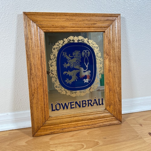 #1066 ビンテージ パブミラー LOWEN BRAU インテリア オブジェ ウォールデコ