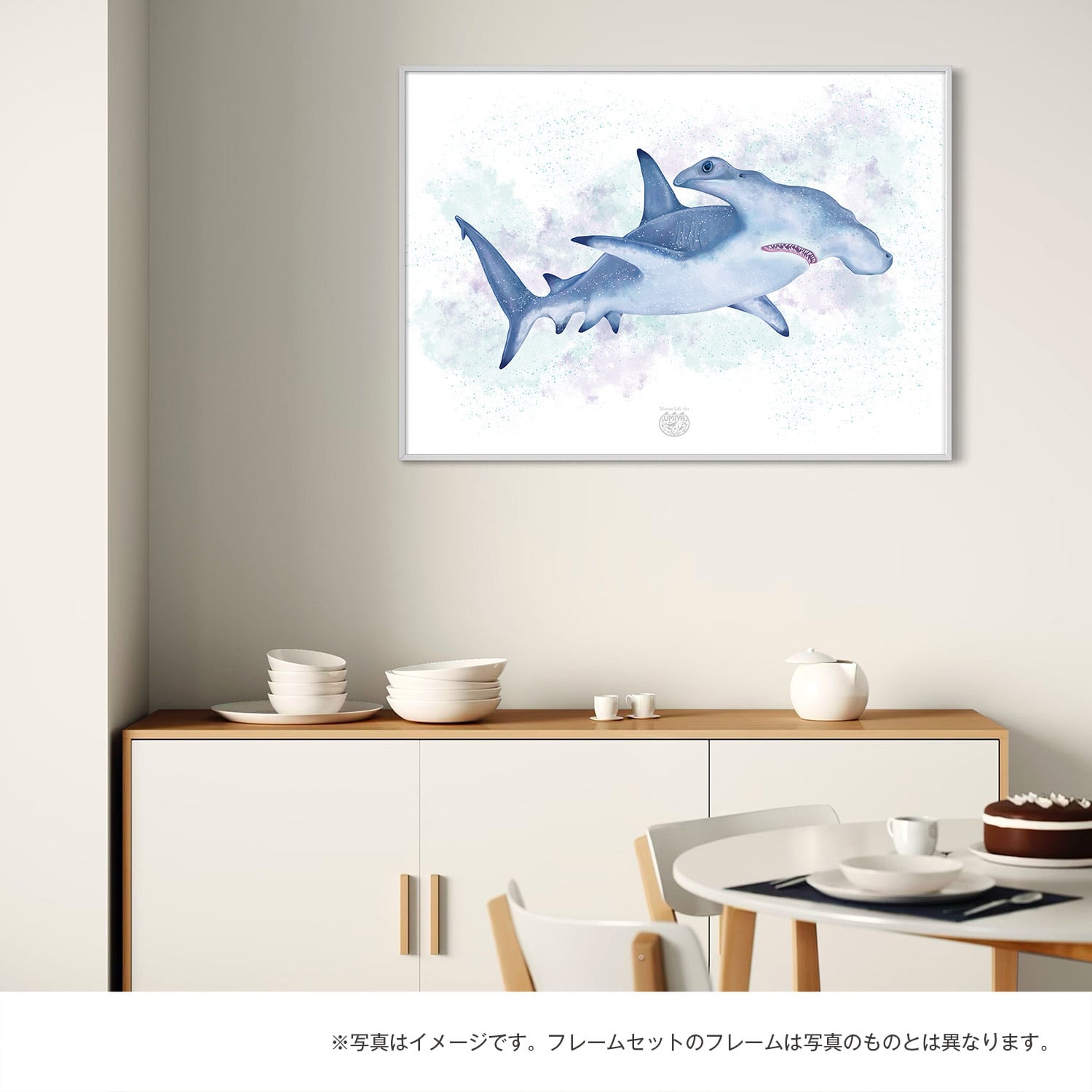 海のいきものアートポスター／魚】ハンマーヘッドシャーク | UMIYA