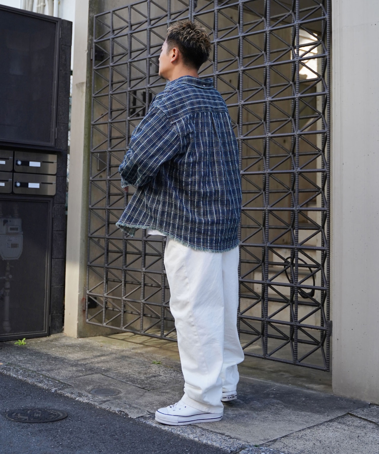 【#Re:room】CHECK STITCH BIG DENIM SHIRTS［RES092］