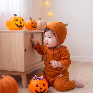 【BABY】ハロウィンかぼちゃオールインワン