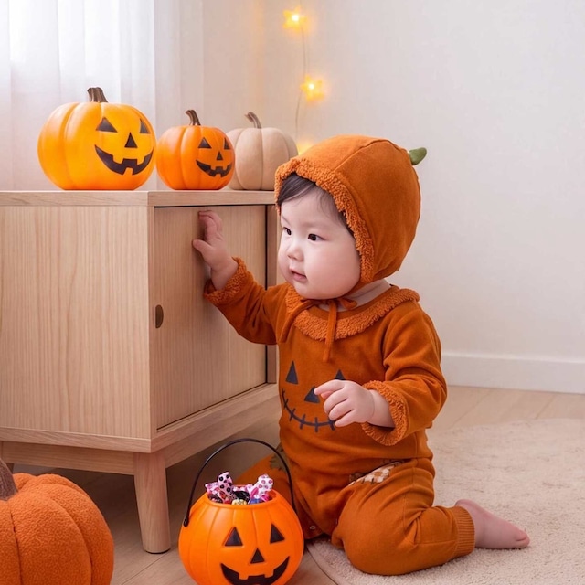 【BABY】ハロウィンかぼちゃオールインワン