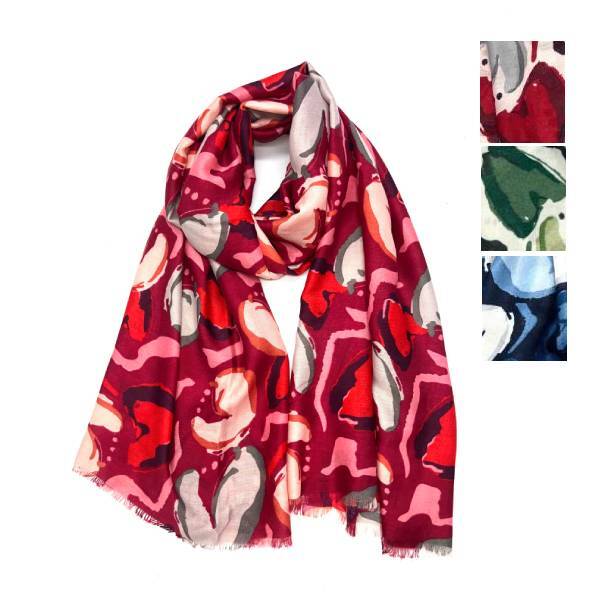 ハート柄ストール 大判ストール ユニセックス ビスコースコットン 4色