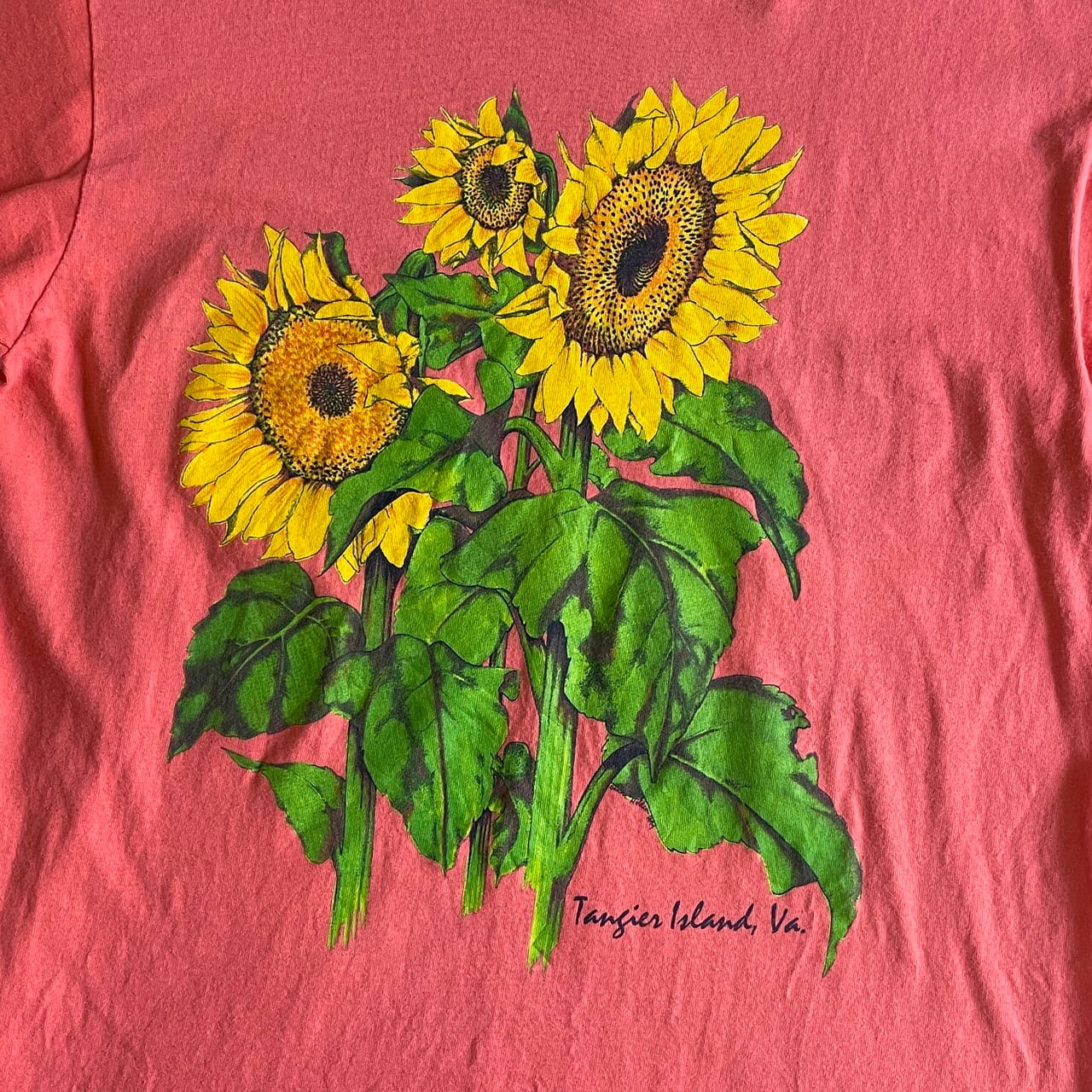 90年代 USA製 ヒマワリ フラワー アートプリントTシャツ メンズL 