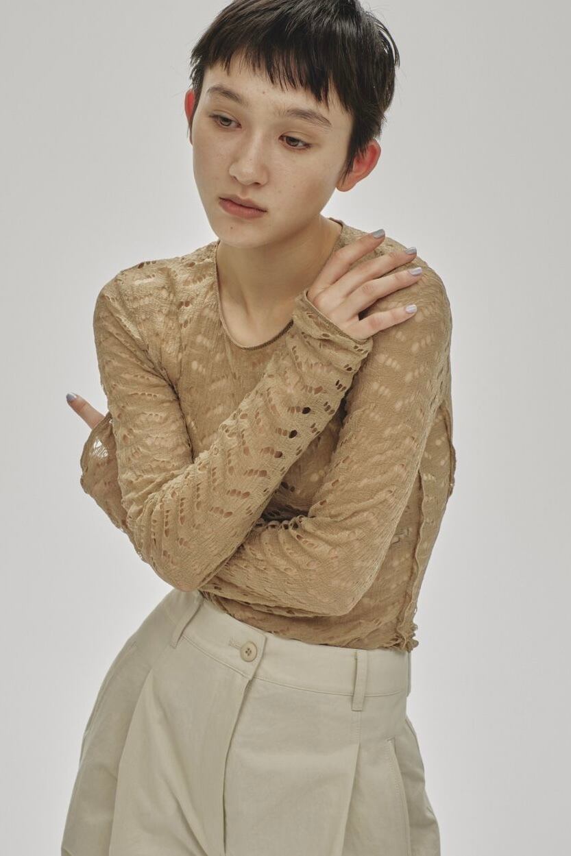 TODAYFUL Jacquard Long T-shirts ジャガードロングTシャツ Beige 