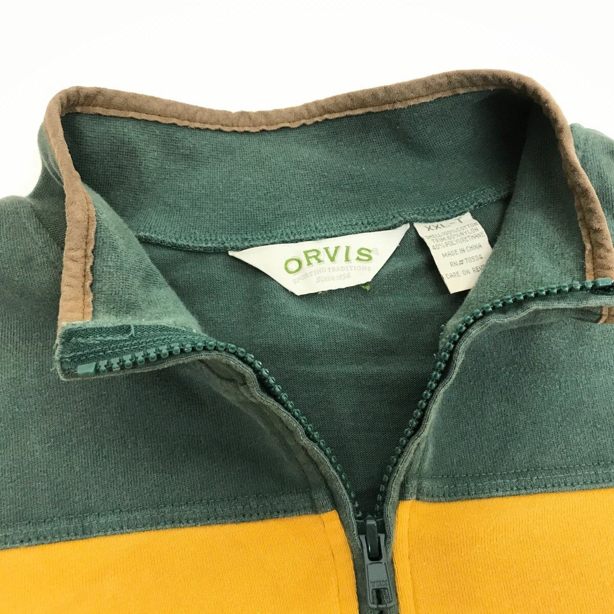 ORVIS オービス 90年代 ハーフジップ ボーダー ラガーシャツ エルボーパッチ付き XXXL 長袖
