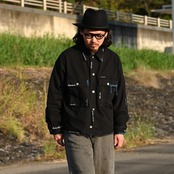 KUON / GANKO別注 Sashiko Kimono Sleeve Cutoff Denim shirt jacket コーディネート