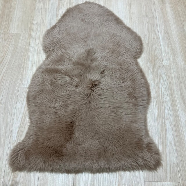 【アウトレット☆1枚限り】国産長毛ムートンフリース1匹もの　Sサイズ　ライトブラウン　毛長：35mm}