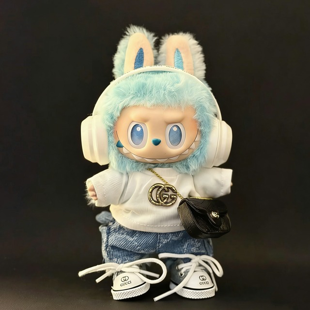 【5点こだわりセット】Labubu ラブブ 着せ替え トップス・パンツ・シューズ・バッグ・ヘッドホン カジュアル おしゃれ 可愛い クール 15-17cm ドール服