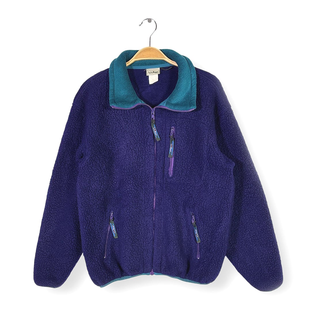 80s エルエルビーン ヴィンテージ フリースジャケット パープル L.L.BEAN サイズL相当 古着 DD0496