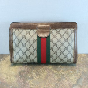 ◎.OLD GUCCI SHERRY LINE GG PATTERNED CLUTCH BAG MADE IN ITALY/オールドグッチシェリーラインGG柄クラッチバッグ 2000000036021