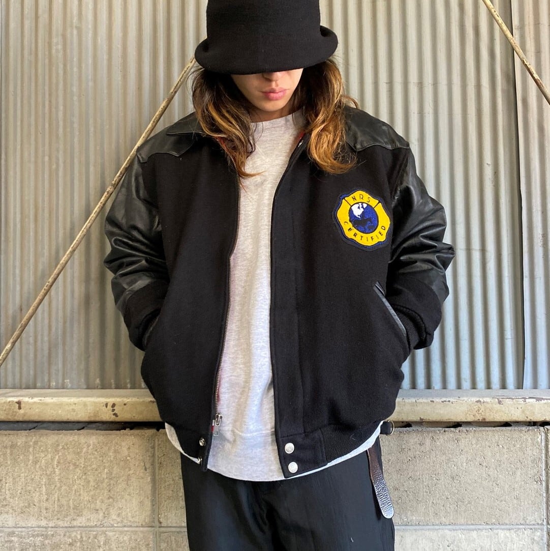 USA製 GOLDEN BEAR レザー×ウールジャケット スタジャン メンズS 古着  