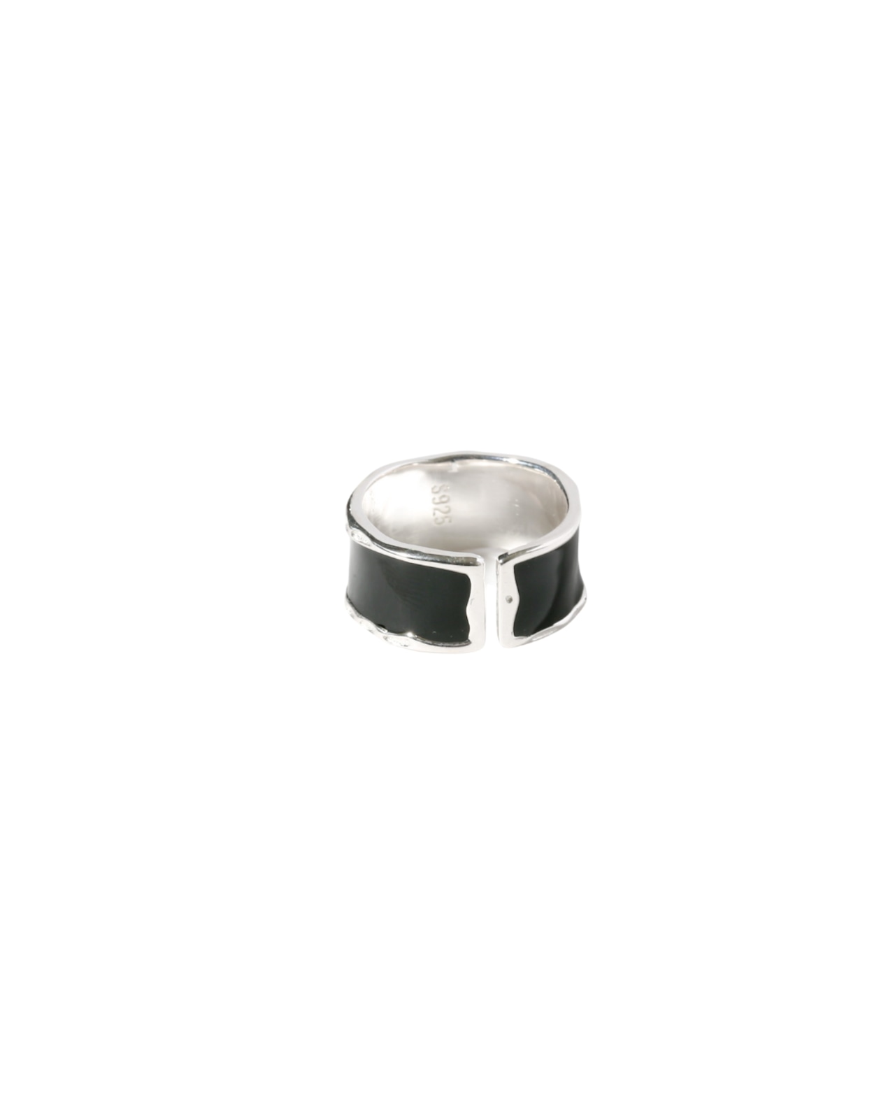 s925 Black Onyx Liquid Frame Ring