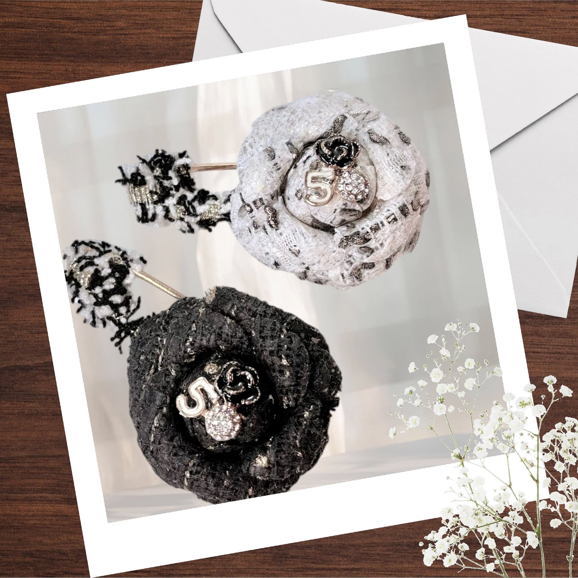 CLOSE SALE★☆BR0101 ツイード ワンポイントカメリアブローチ