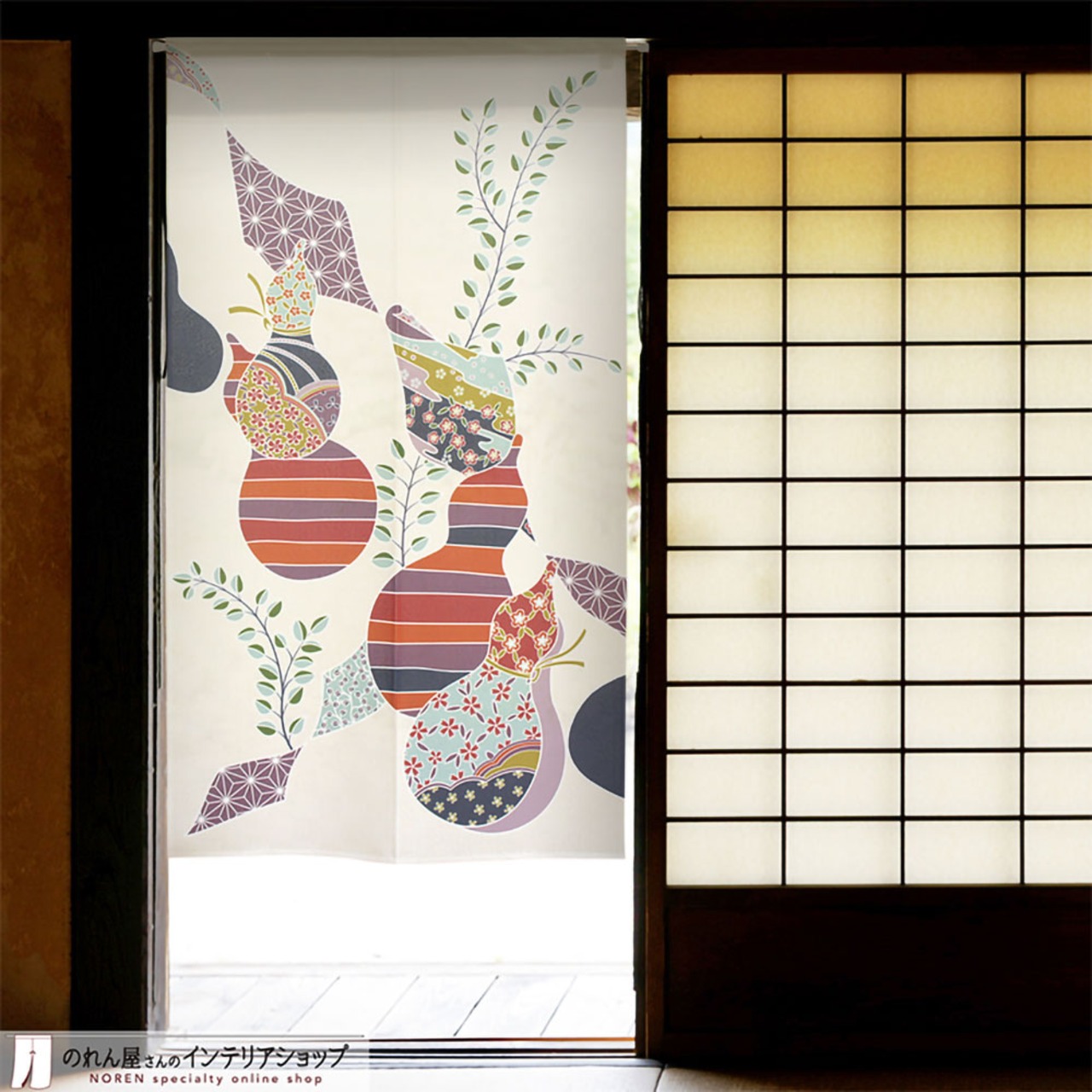 【受注生産】 のれん  小紋ひょうたん  幅85ｘ丈150cm