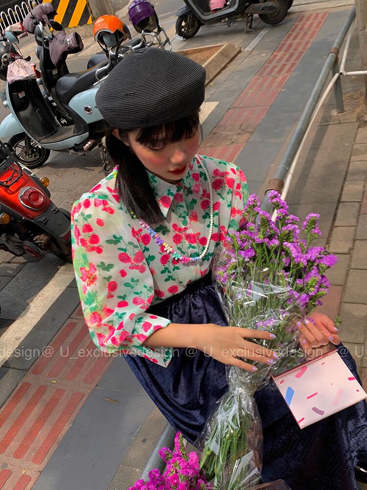 ルーズスタイルシャツ サマー薄手スリーブプリントジャケット 夏物 ビッグFスモールZ韓国30364893350