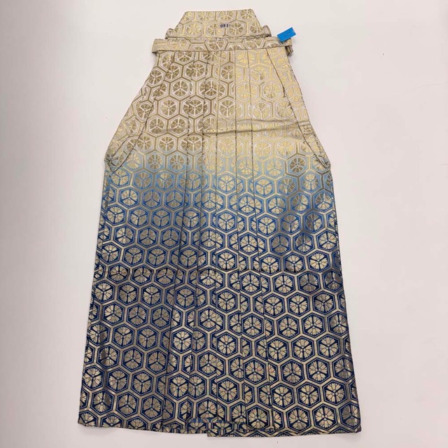 袴 行灯袴 男袴 L-2L size 紐下丈90cm 男性用袴 青 白 金 成人式袴  中古 5308