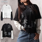 ◆トライバル柄 レイヤードロンTee◆gt-6322-362