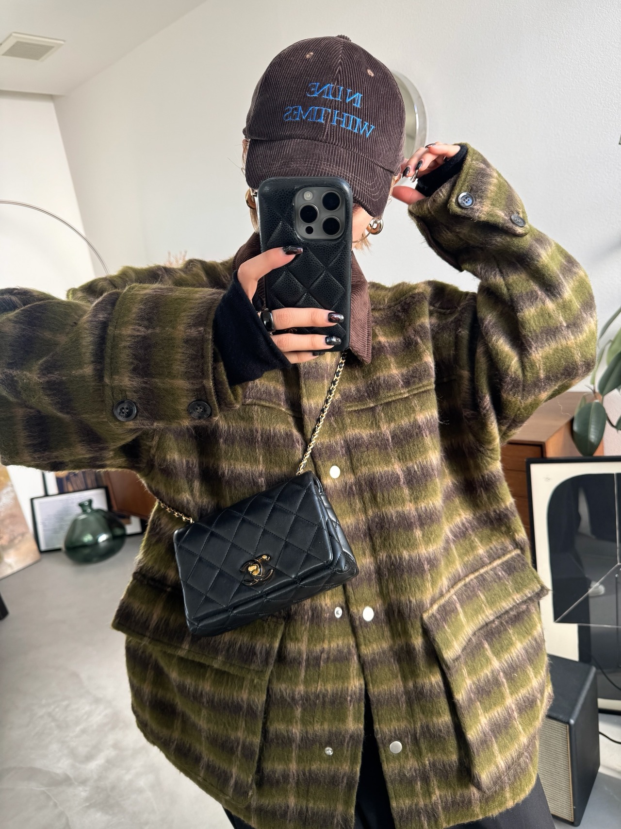 corduroy lettering cap/brown