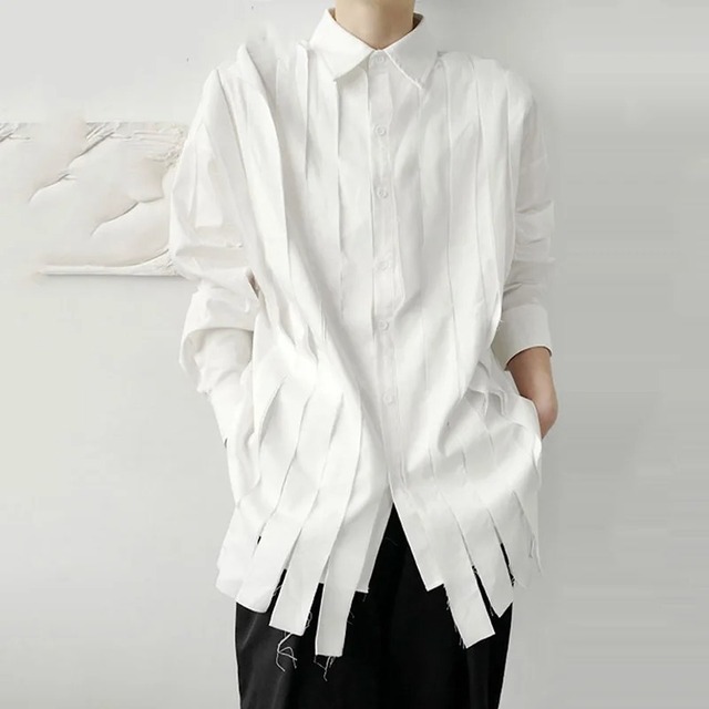 【UNISEX】Fringe White Shirt / ユニセックス フリンジ ホワイト シャツ