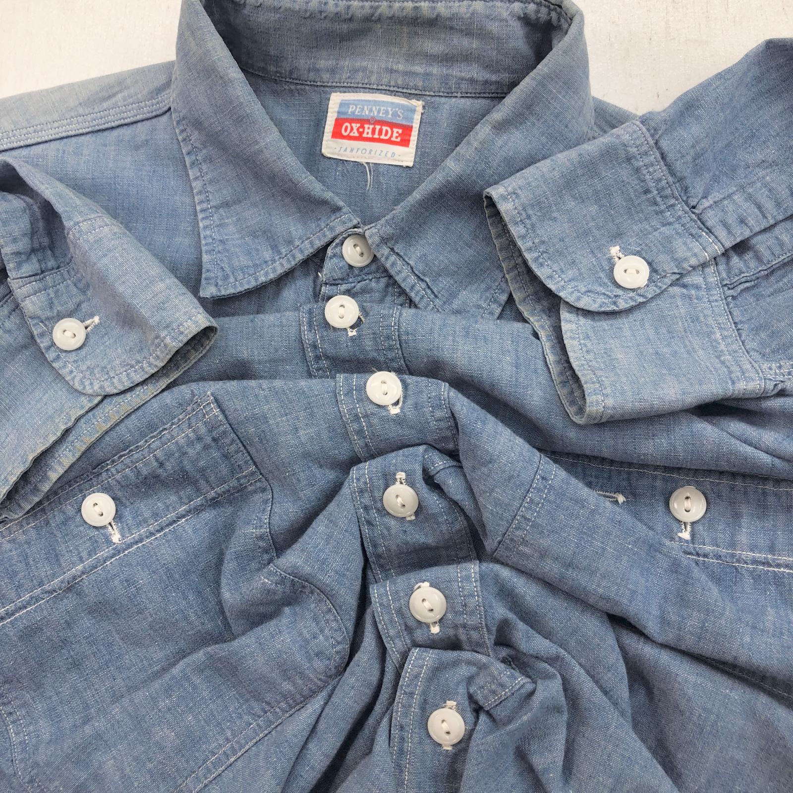 PENNEY'S OX-HIDE 50年代 コットンシャンブレー シャツ タグ マチ付き