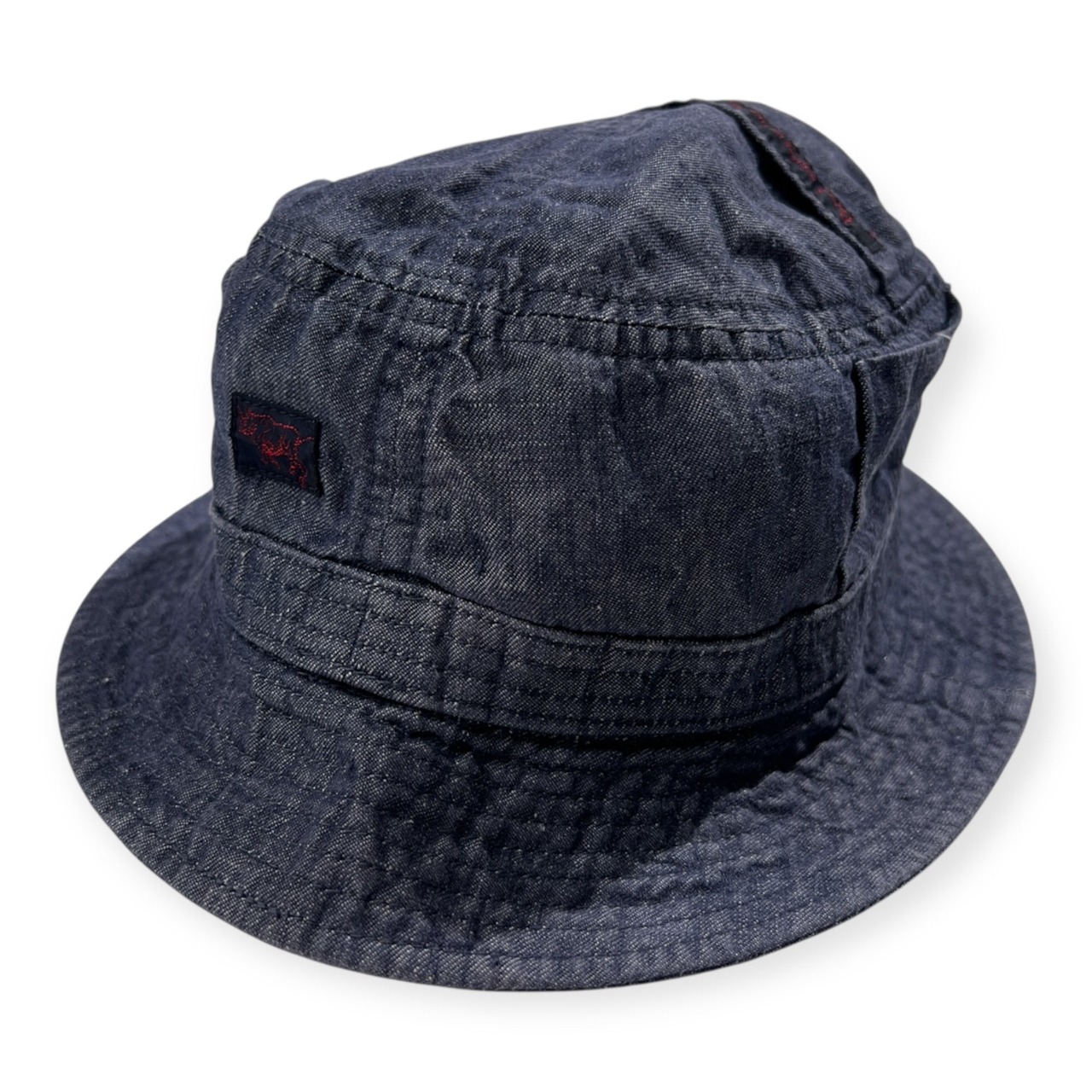 美品 麻100% PAPAS パパス リネン バケットハット 帽子 /インディゴ/日本製