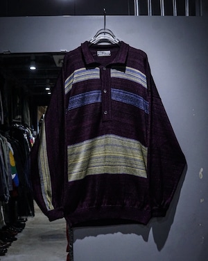 【add (C) vintage】80's  “NOI UOMO” Horizontal Stripe Euro Vintage Knit Polo