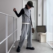 MIXツイードノースリvest/グレー