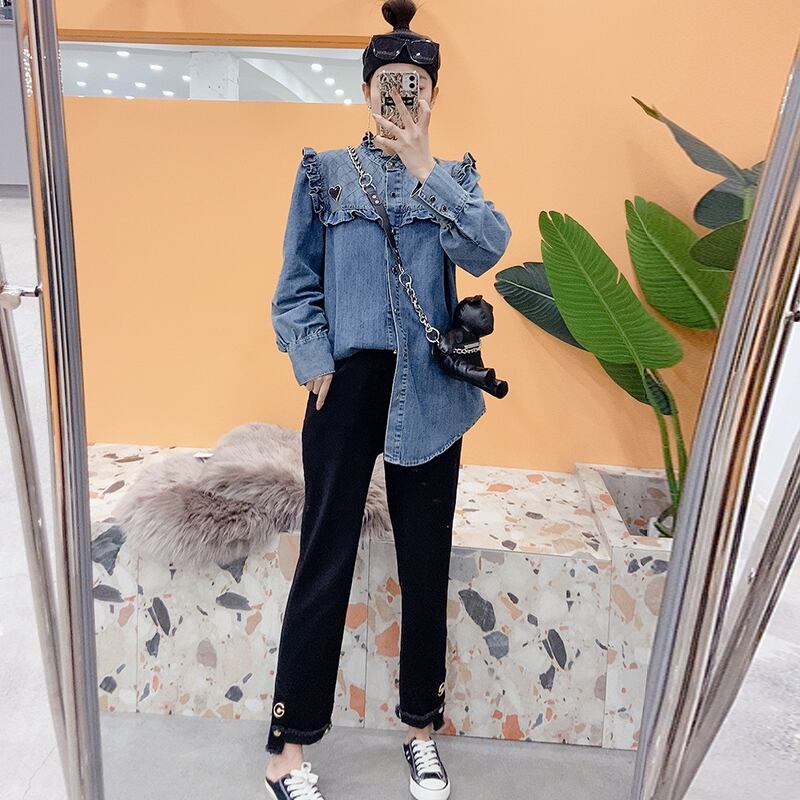 シャツ スプリング薄手 ロング 大きめサイズ 春物 ミックスインファッション7739854312