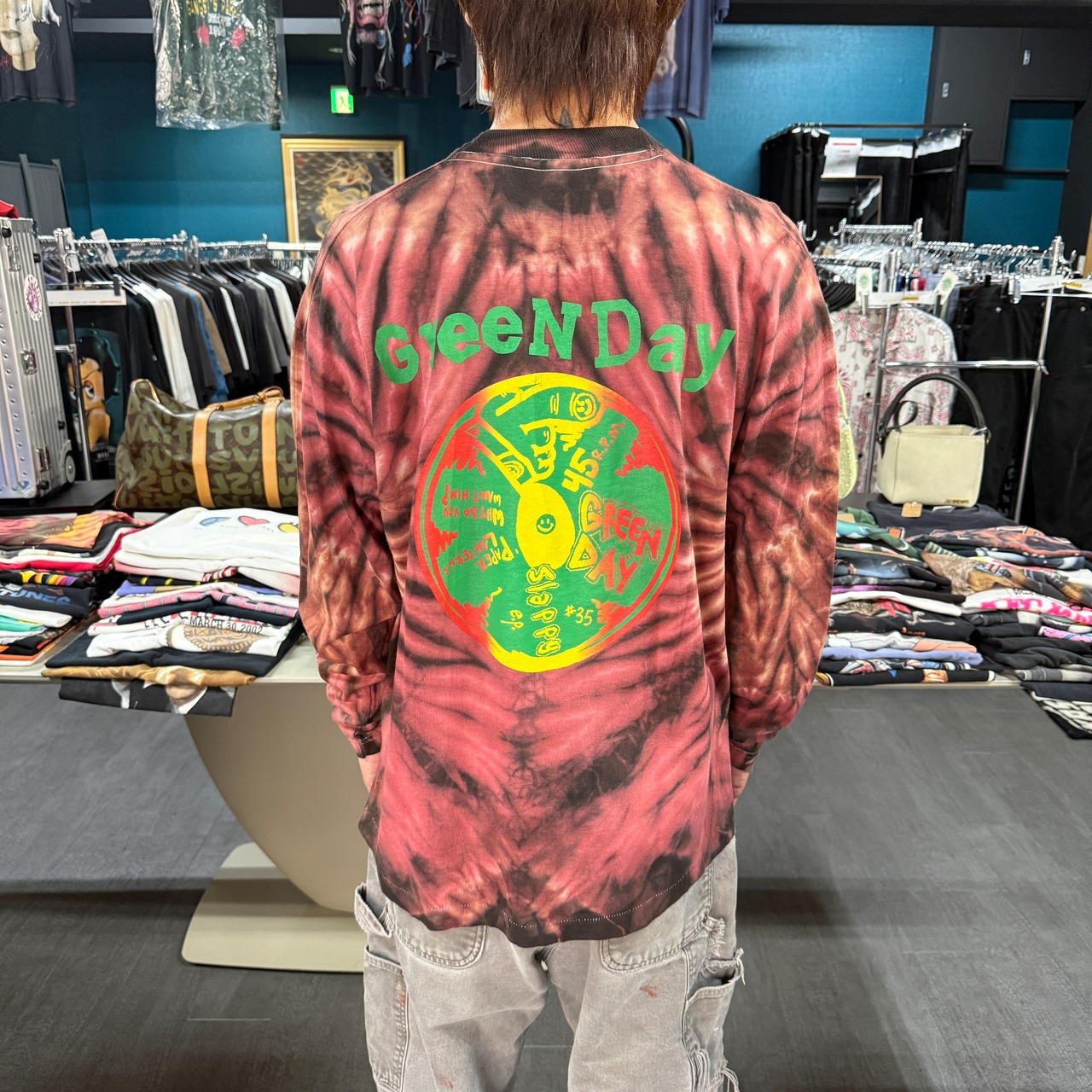 【GREEN DAY】グリーンデイ "DOOKIE DOG" 90's Vintage タイダイ ロングスリーブTシャツ