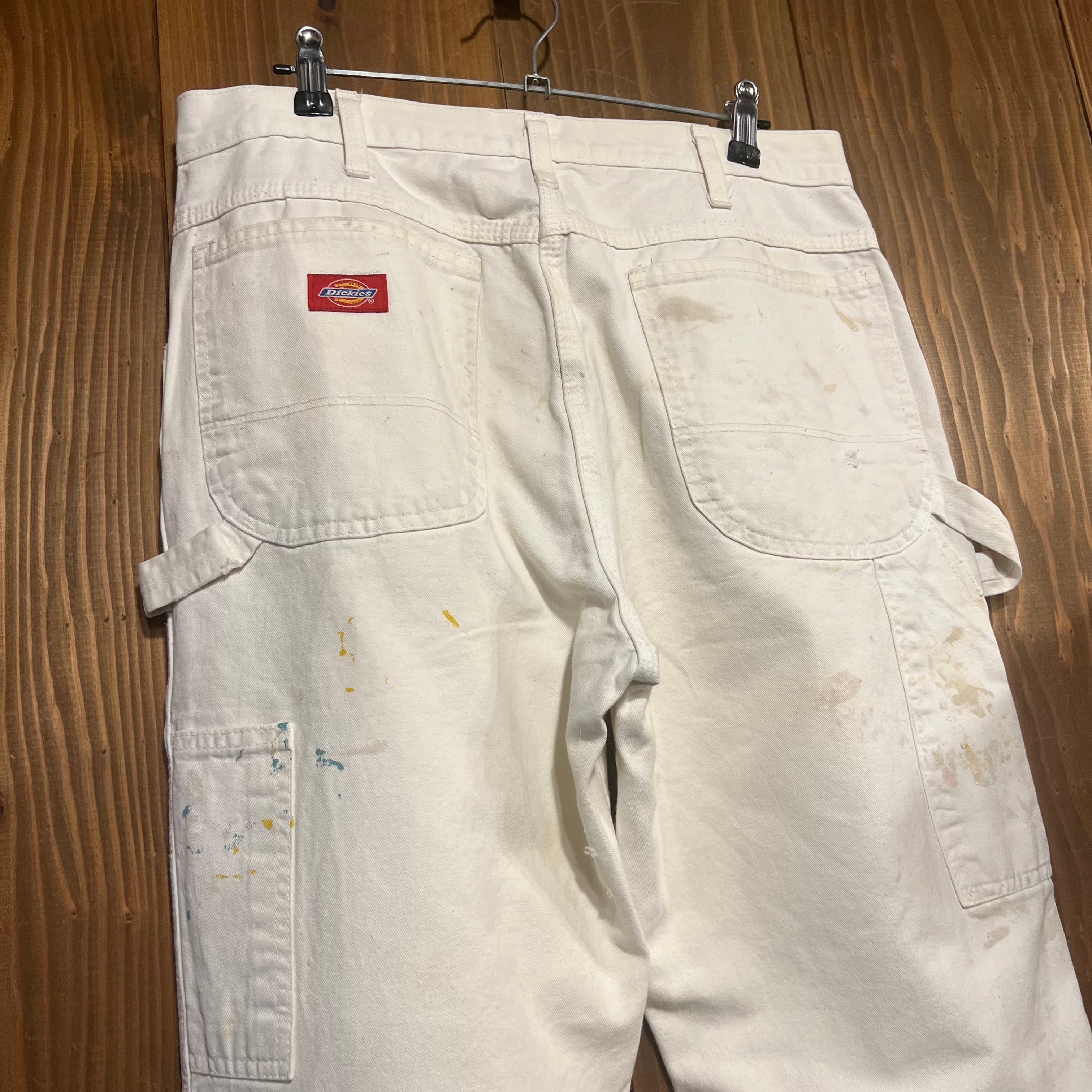 90s〜 Dickies ペインターパンツ ホワイト ペイント W34 L30 W82cm M