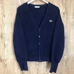 ★フランス製 70s VINTAGE LACOSTE ニット カーディガン メンズMサイズ程 紺色 ネイビー 70年代 ラコステ フララコ ビンテージ ヴィンテージ アメカジ 古着 e24030907【ニットセーター・カーディガン】【BS50】