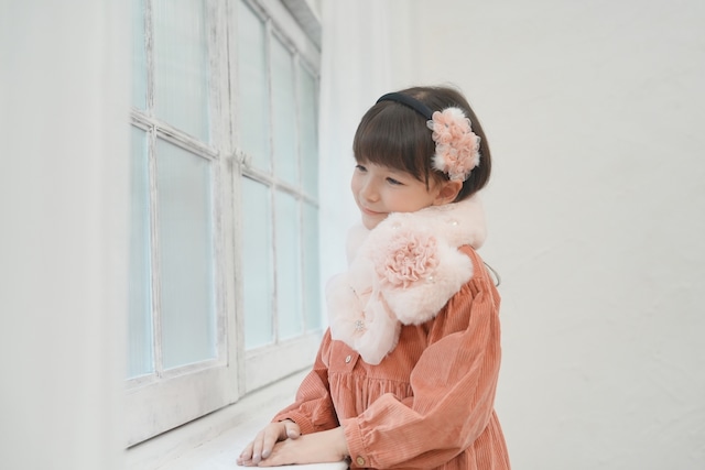 お花リッチマフラー＜ミルキーピンク＞