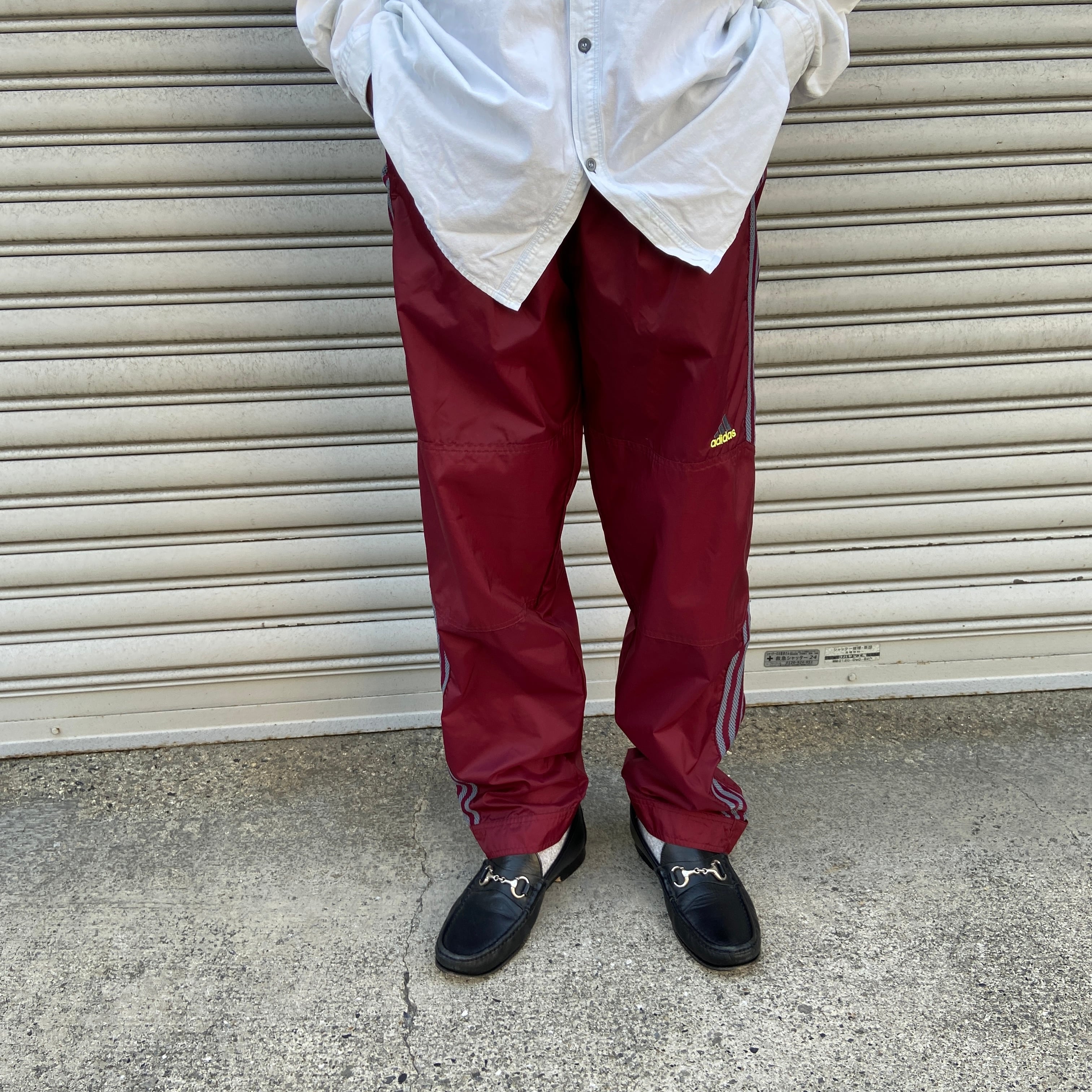 送料無料』90s adidas ナイロンパンツ パフォーマンスロゴ 万国旗タグ 