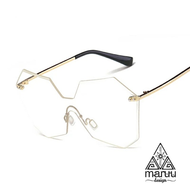 Frameless clear gold sunglasses