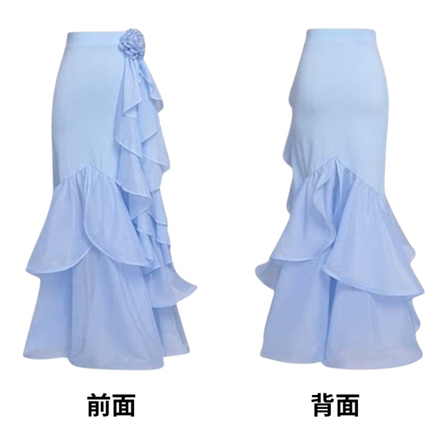シアーフリル ティアード フラワーモチーフ ダンススカート 3col D00590