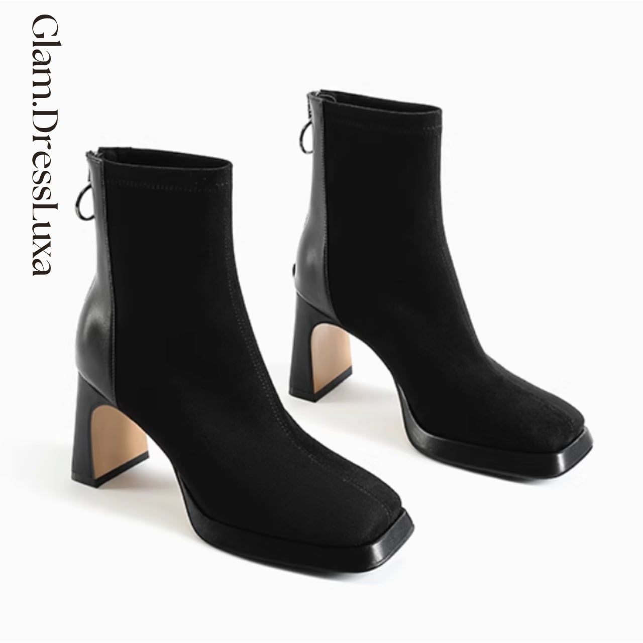 スクエアトゥ ダブルスキン ショートブーツ_H62