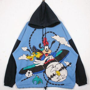 【Caka act2】 "OLD Disney" Goofy & Pluto Loose Pullover  Hoodie