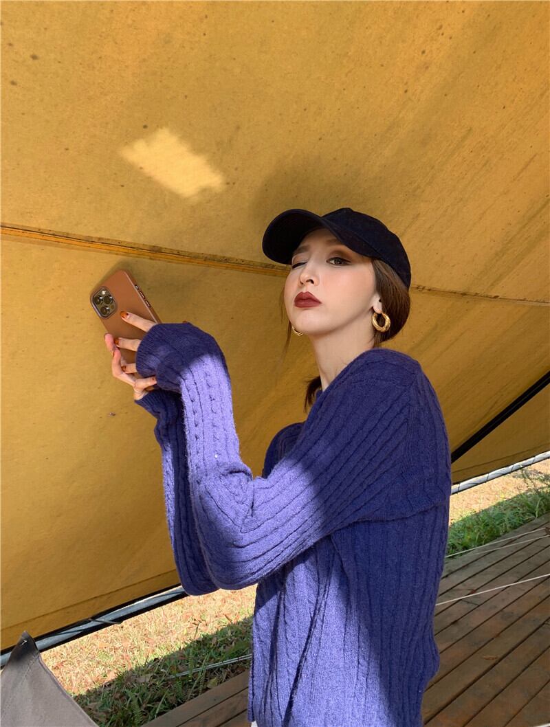 セーター スタイルシャツ スプリングクロップドトップス 春物 ブラックストロベリース19480177011