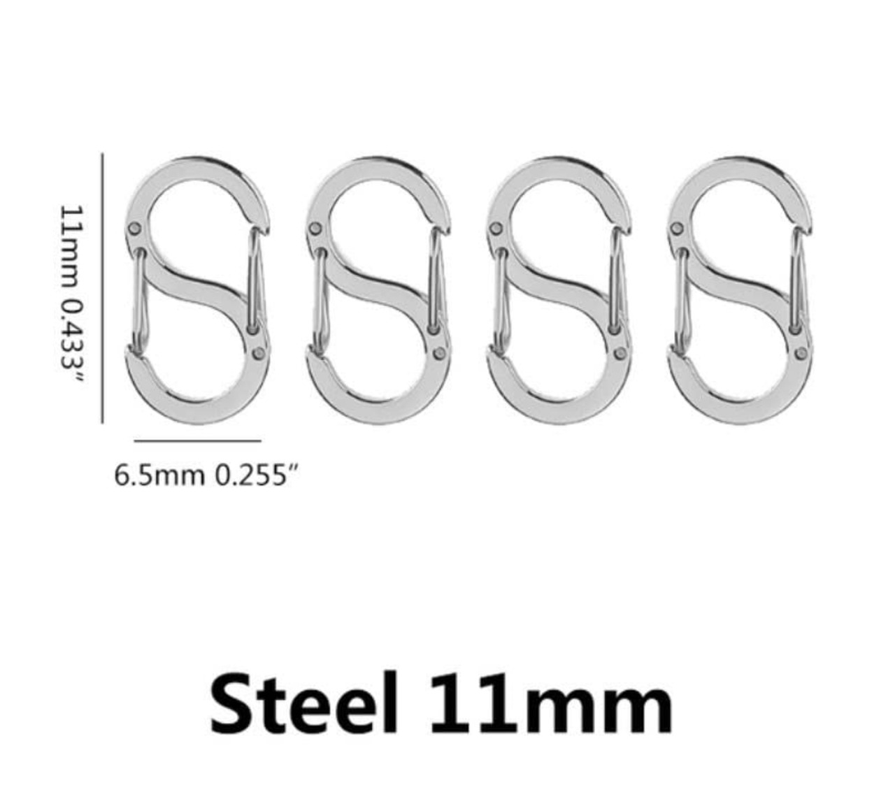 WORLD GOOD 極小 カラビナ 4個セット S字 ステンレス ネックレス アクセサリー マイクロ スモール サイズ 全長 11㎜(0.42g)