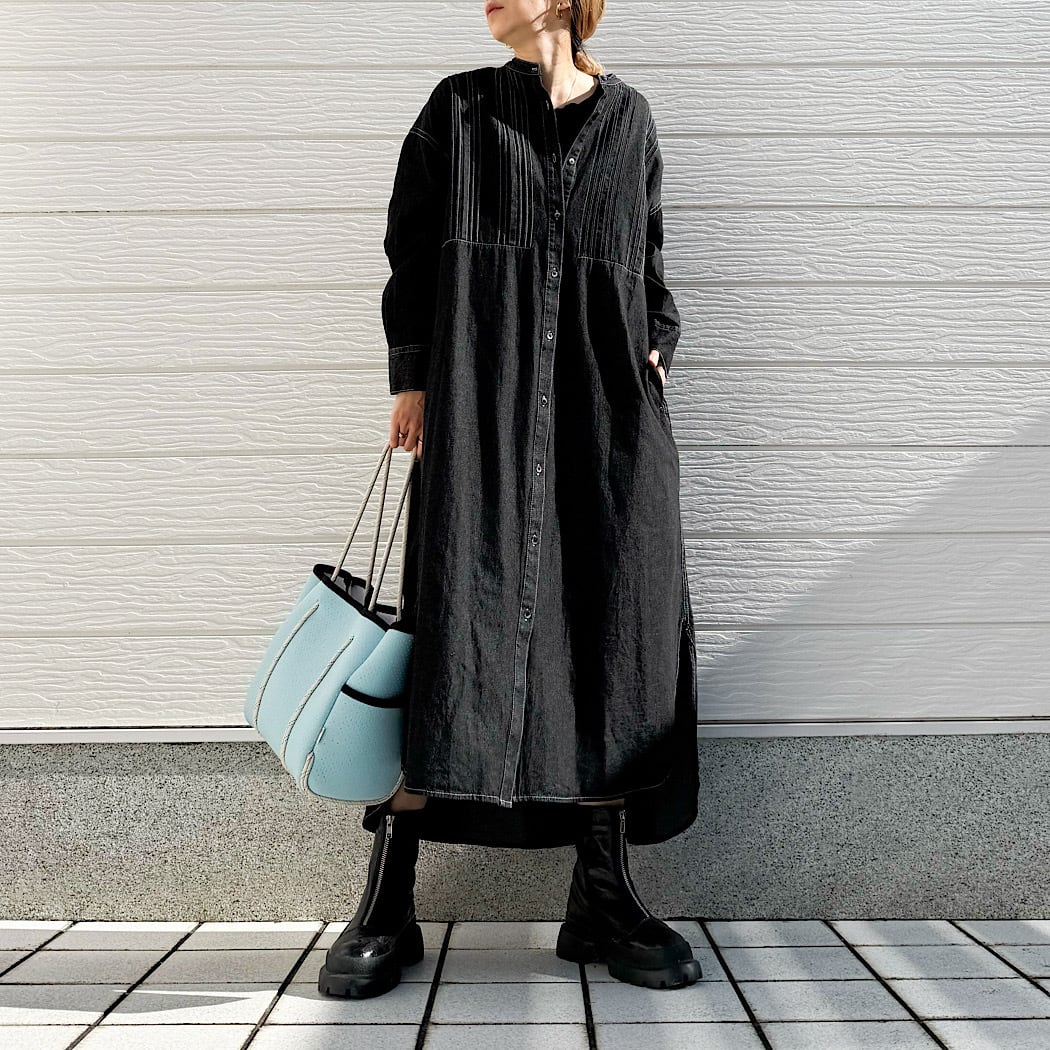 【WEB限定アイテム】ピンタックデニムワンピース