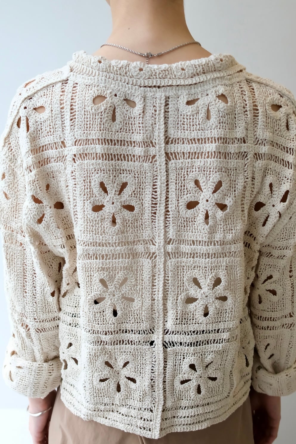 Crochet Knit Cardigan カギ編みニットカーディガン White | planet3rd