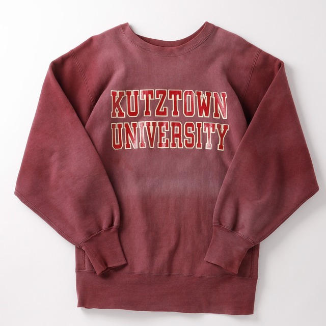 【逸品】90s champion Reverse Weave Crew fade Burgundy "KUTZTOWN UNIVERSITY" Vintage sweat made in USA ／ 90年代 ヴィンテージ チャンピオン リバースウィーブ 地厚 スウェット USA製 フェード バーガンディ クツタウン大学 ビッグサイズ XL