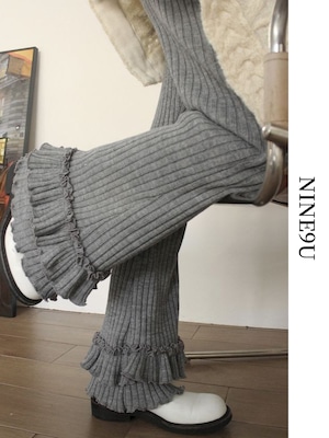 knit frill girly pants【NINE6013】