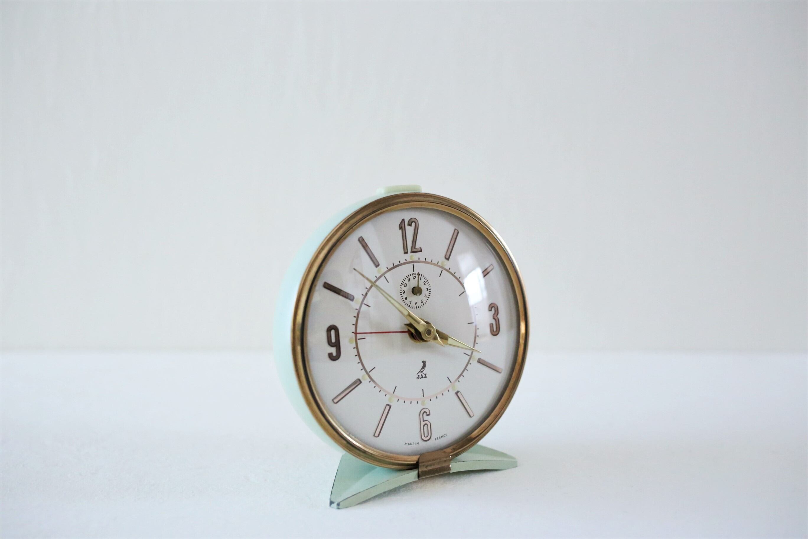 フランス アンティーク ヴィンテージ JAZ 置き時計 ペパーミント×ゴールド N-02980
