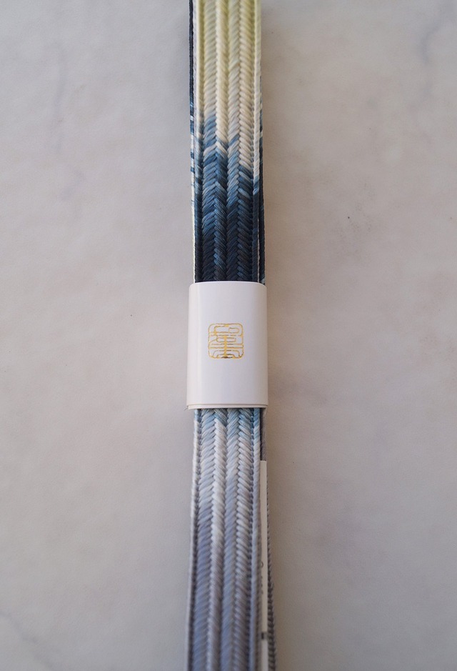 【衿秀・帯締め】薄鼠色×漆黒色×若芽色　暈かし　内記組　帯締め　No.241219⑤