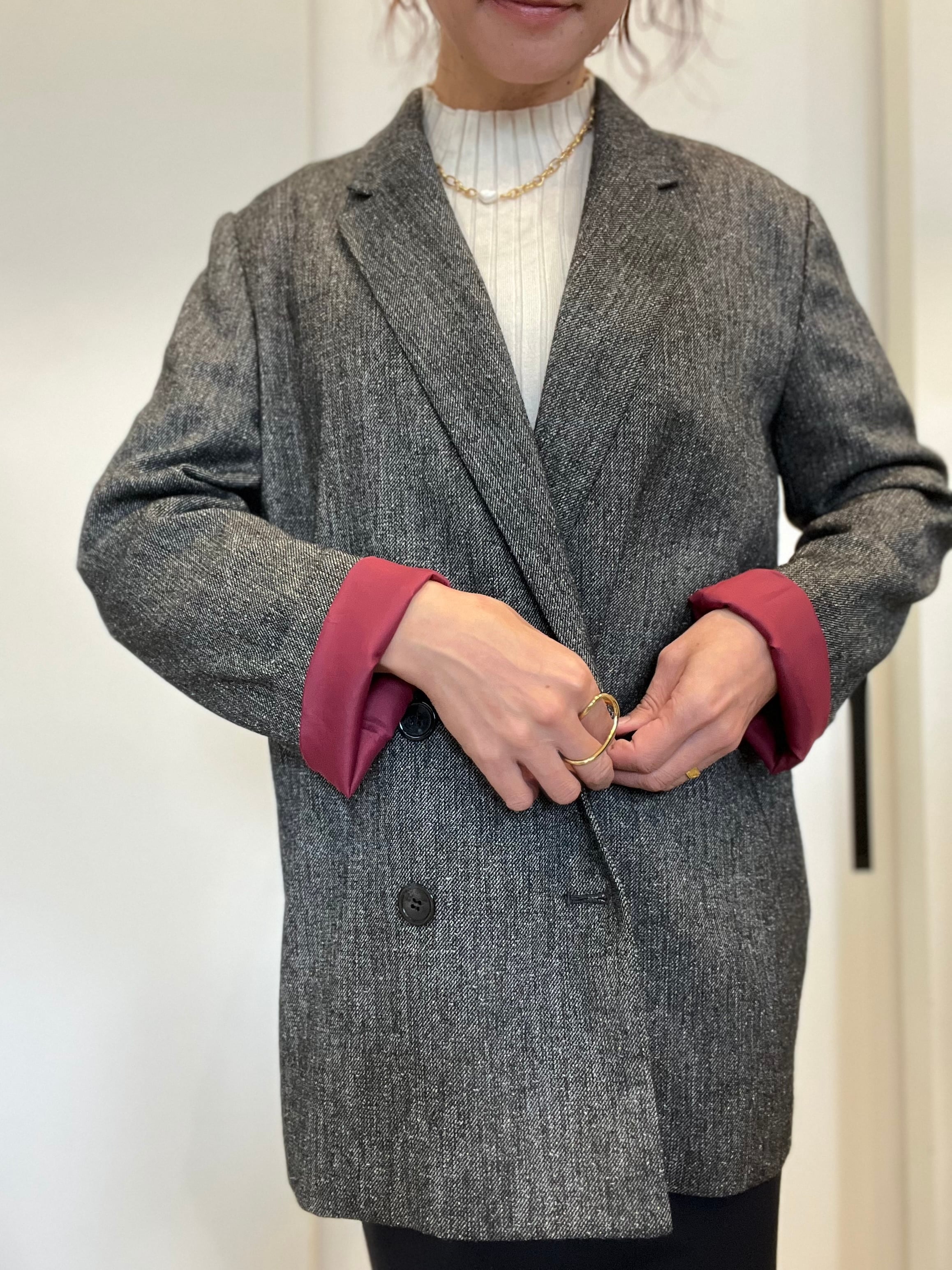 【PASSIONE】セットアップ可 杢ツイード調ウール混ジャケット 536414