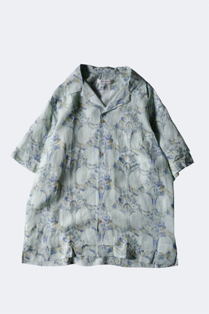 WALES BONNER 【LOTUS BOWLING SHIRT  -PALE TEAL/ OLIVE/ LAVENDER-】