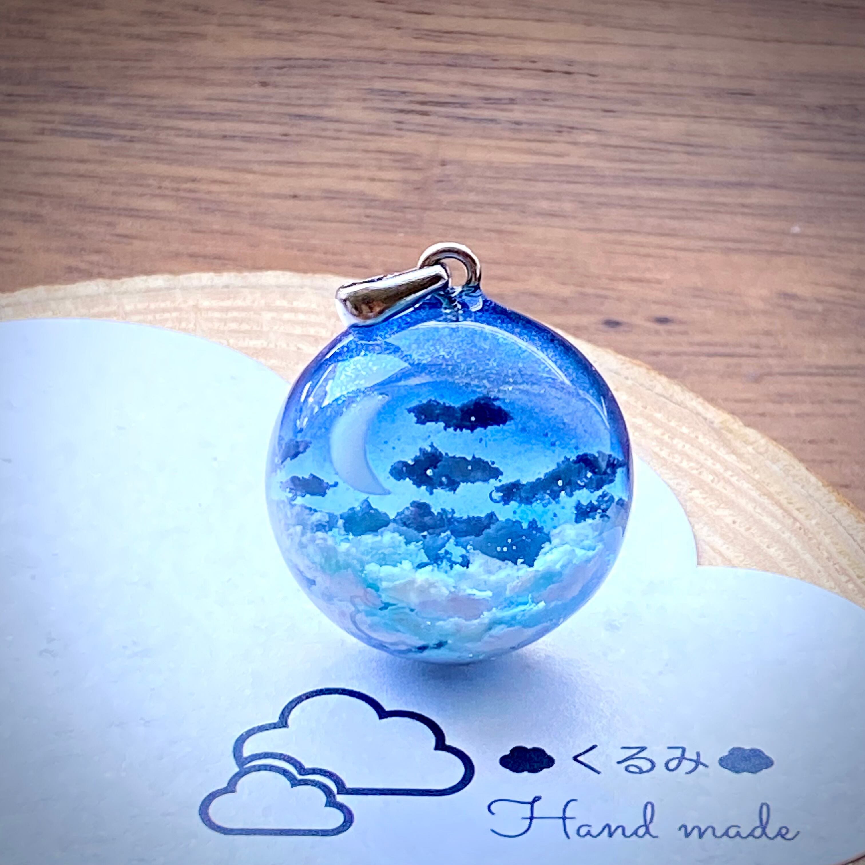 半球の雲レジン 夜空 三日月と天の川 B