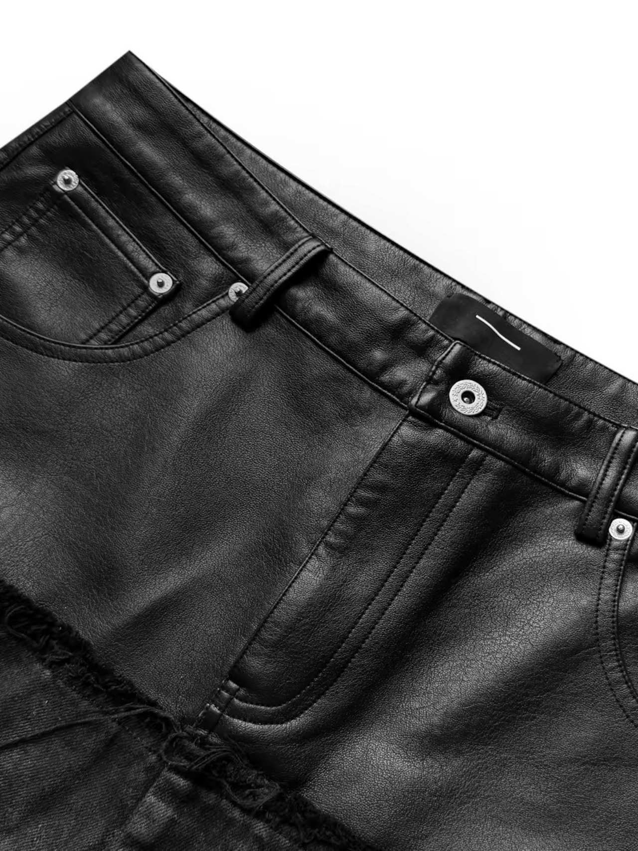 【CinderVein】Waxed Leather Panel Jeans