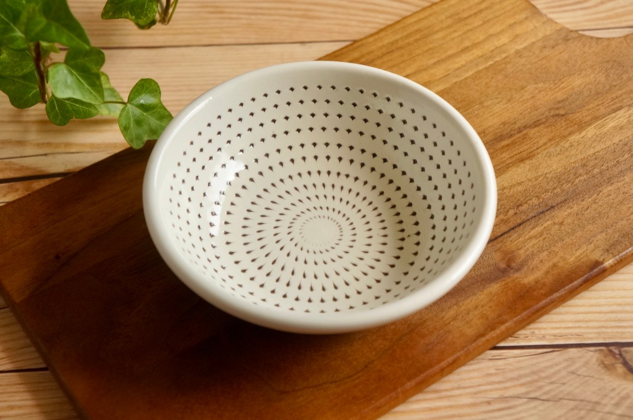 小石原焼　福嶋製陶　小鉢　茶色とびかんな　③［18-508］